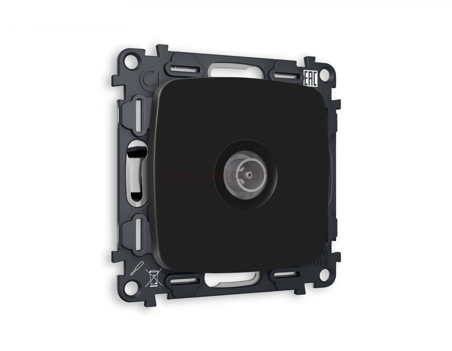 Комплект механизма TV розетки оконечной OMEGA MO813010 Черный матовый 50-870 MHz 1dB QUANT Ambrella Volt