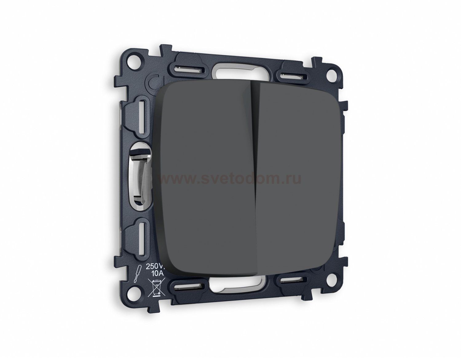 Комплект механизма 2-клавишного выключателя OMEGA MO903010 Графит мягкое касание QUANT Ambrella Volt