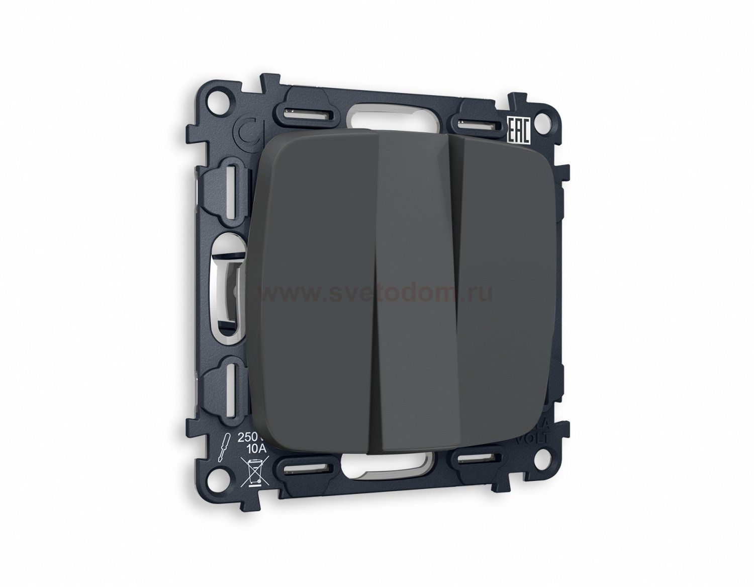 Комплект механизма 3-клавишного выключателя OMEGA MO905010 Графит мягкое касание QUANT Ambrella Volt