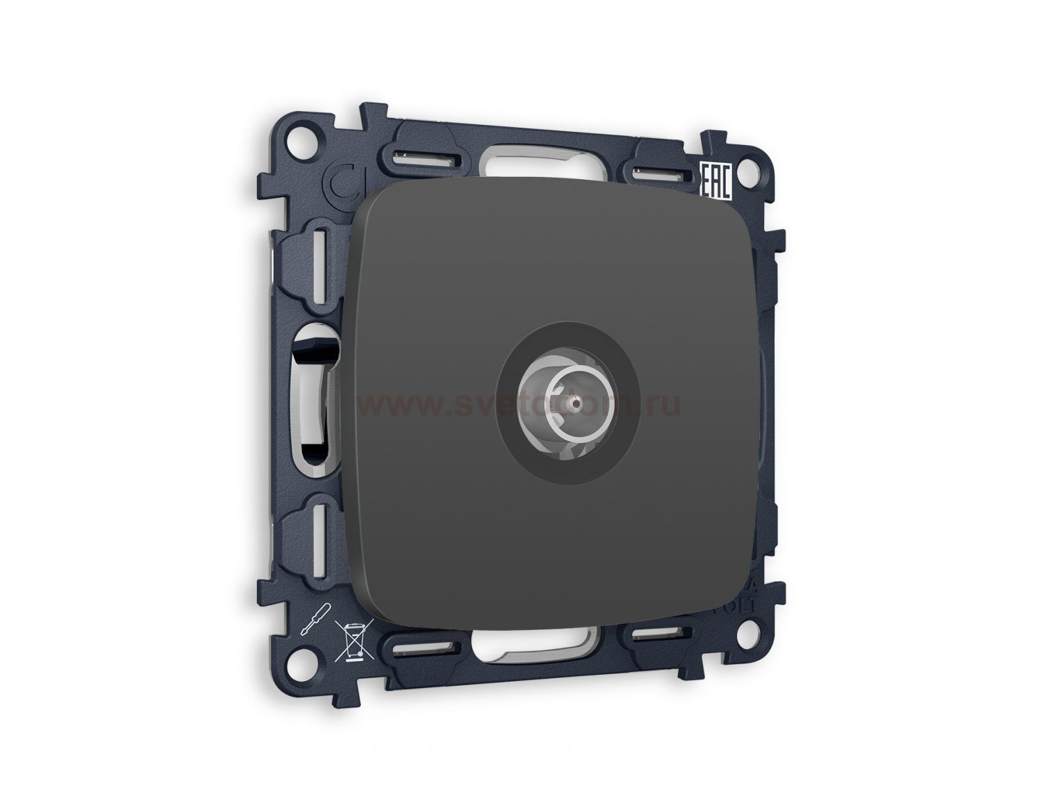 Комплект механизма TV розетки оконечной OMEGA MO913010 Графит мягкое касание 50-870 MHz 1dB QUANT Ambrella Volt