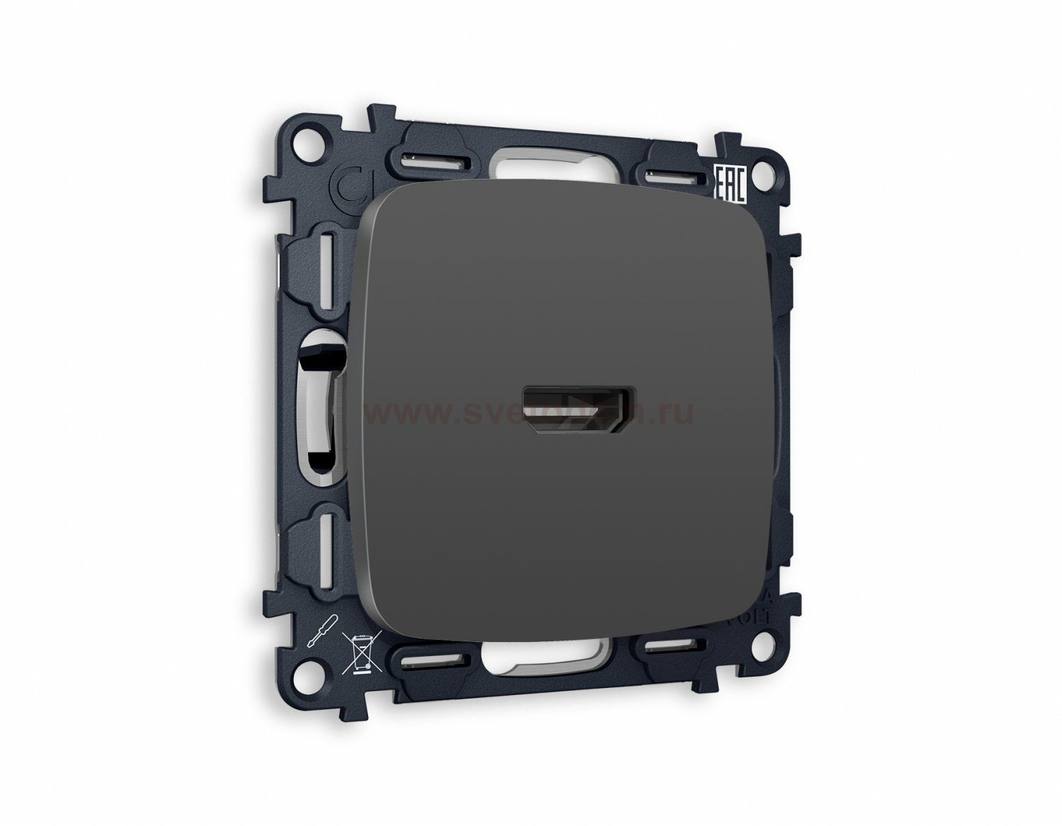 Комплект механизма розетки HDMI 2.0 OMEGA MO914010 Графит мягкое касание 40V/500mA 2.0GHz 5-18Gbit/s QUANT Ambrella Volt