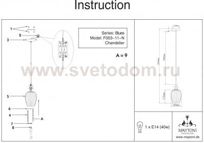 Подвесной светильник Maytoni MOD033-PL-01-N Blues