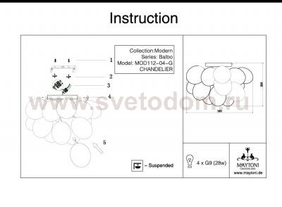 Люстра Maytoni MOD112-04-G Balbo