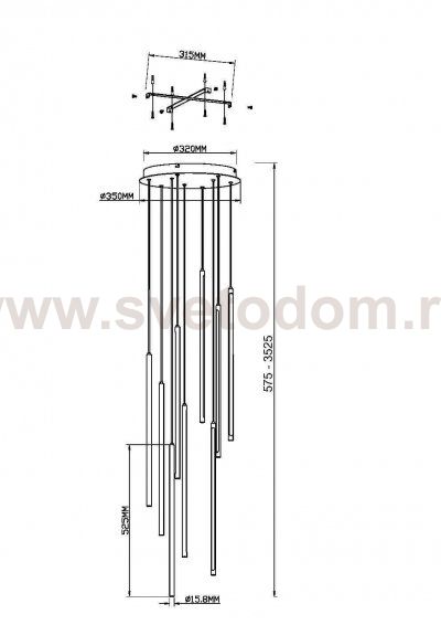 Подвесной светильник Maytoni MOD236PL-L54BS3K Light stick