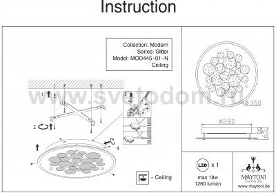 Светильник потолочный Maytoni MOD445-01-N Glitter