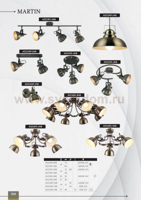 Светильник подвесной Arte lamp A5213SP-1AB MARTIN