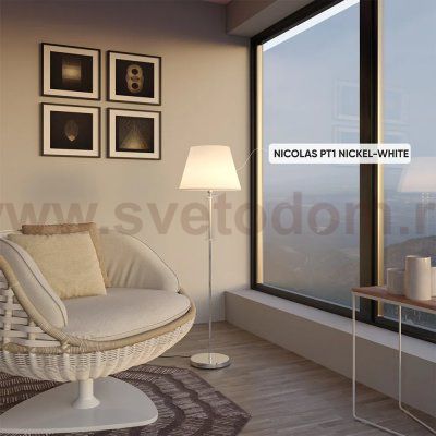 Торшер Crystal Lux NICOLAS PT1 NICKEL/WHITE (3400/601)