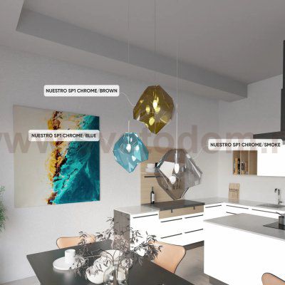 Светильник подвесной Crystallux NUESTRO SP1 CHROME/BLUE NUESTRO