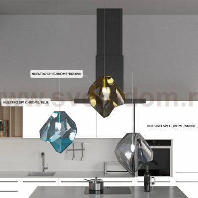 Светильник подвесной Crystallux NUESTRO SP1 CHROME/BLUE NUESTRO