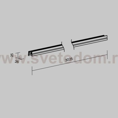 Профиль для уличной трековой системы Maytoni O-TR001-P-B3M Профиль для уличной трековой системы Elasity IP