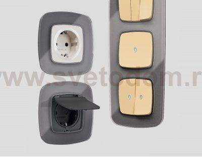 Рамка OMEGA Radian (Антрацит серый Стекло органическое) 2-ая OF320652 Ambrella Volt