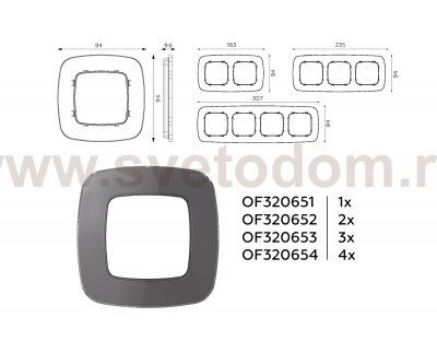 Рамка OMEGA Radian (Антрацит серый Стекло органическое) 4-ая OF320654 Ambrella Volt