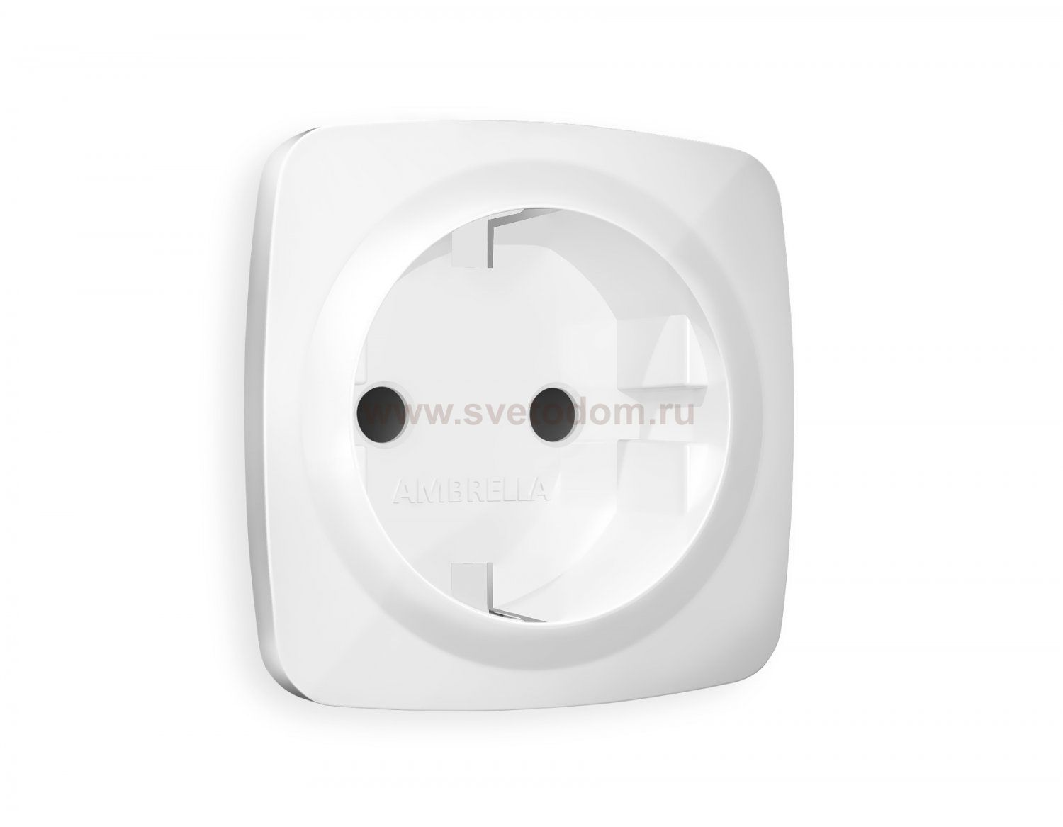 Лицевая панель OMEGA (Белый глянец) для электрической розетки с заземлением со шторками QUANT OP1070 Ambrella Volt