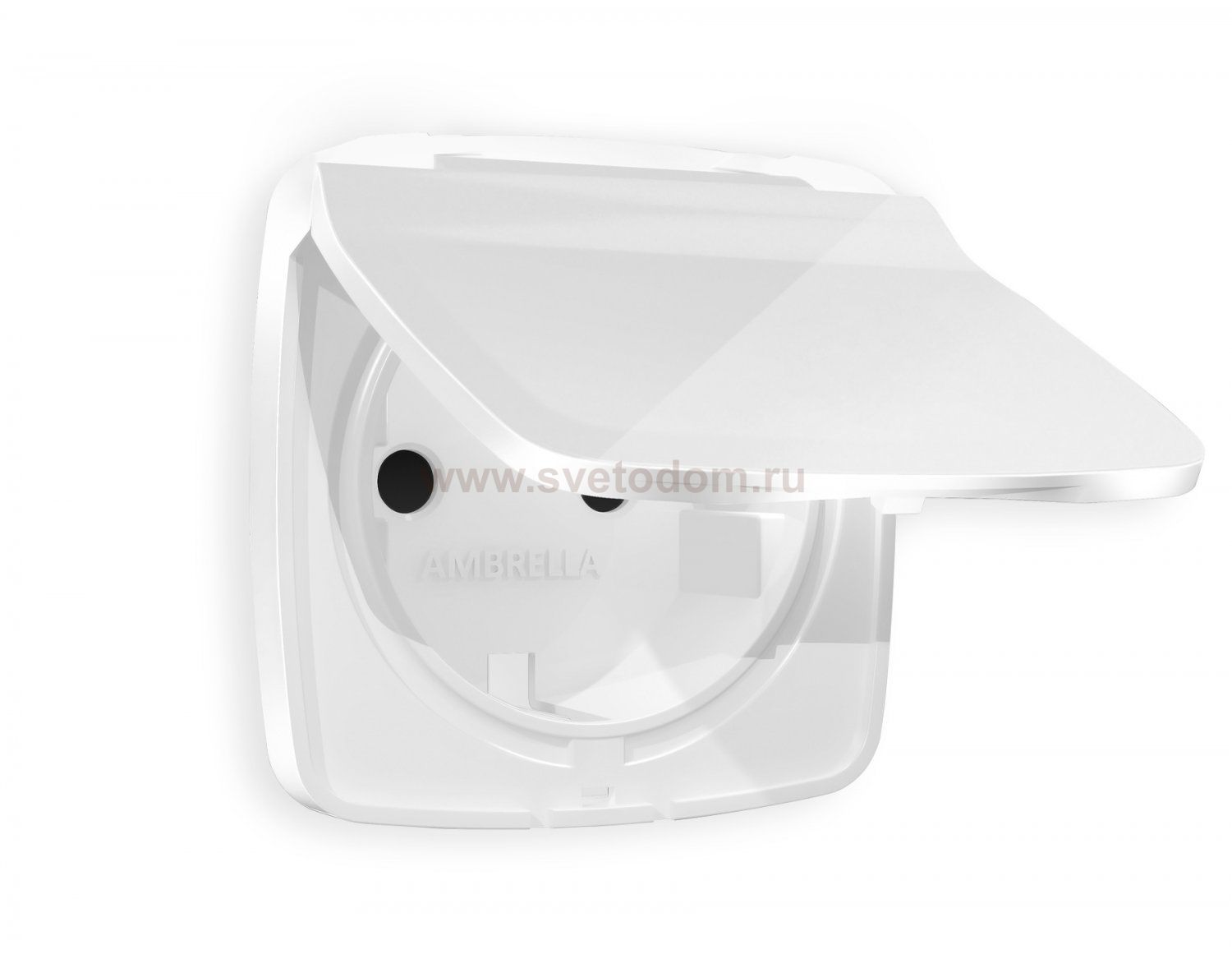 Лицевая панель OMEGA (Белый глянец) для розетки с заземлением со шторками и крышкой IP44 QUANT Ambrella Volt