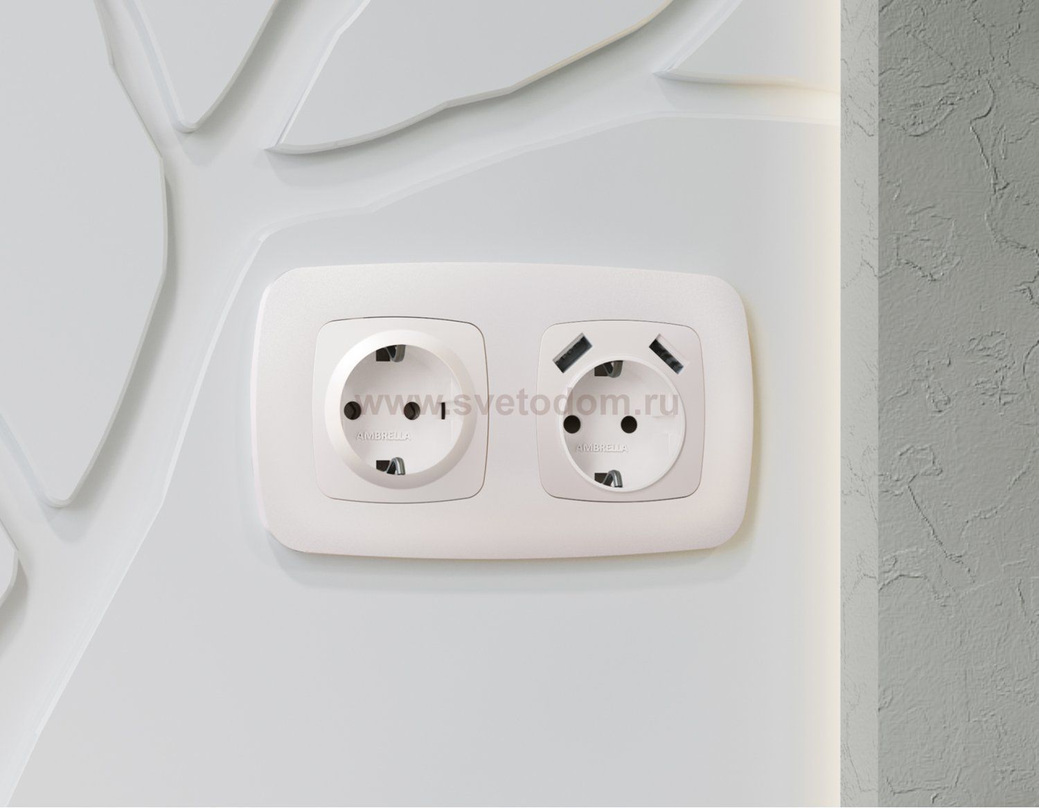 Лицевая панель OMEGA (Жемчуг) для электрической розетки с заземлением QUANT OP2060 Ambrella Volt