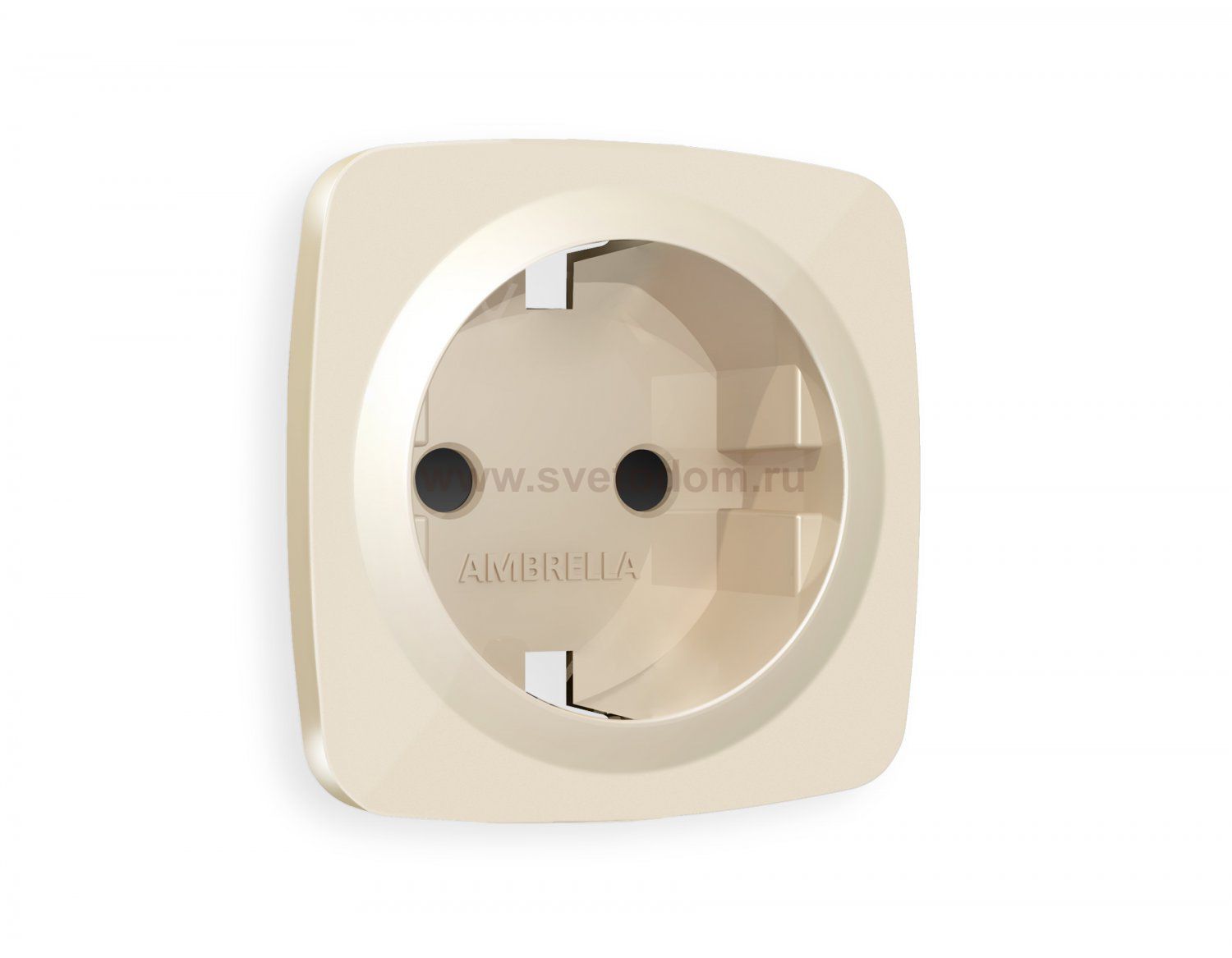 Лицевая панель OMEGA (Бежевый глянец) для электрической розетки с заземлением со шторками QUANT OP3070 Ambrella Volt