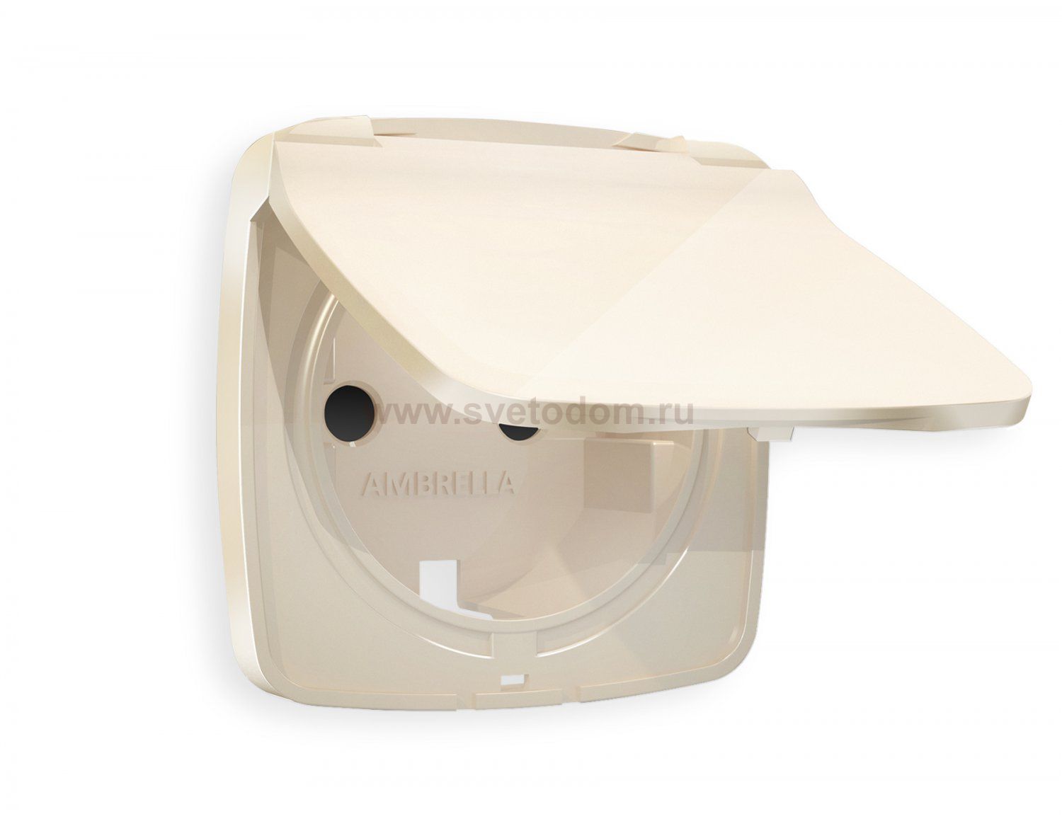 Лицевая панель OMEGA (Бежевый глянец) для электрической розетки с заземлением со шторками и крышкой IP44 QUANT OP3080 Ambrella Volt