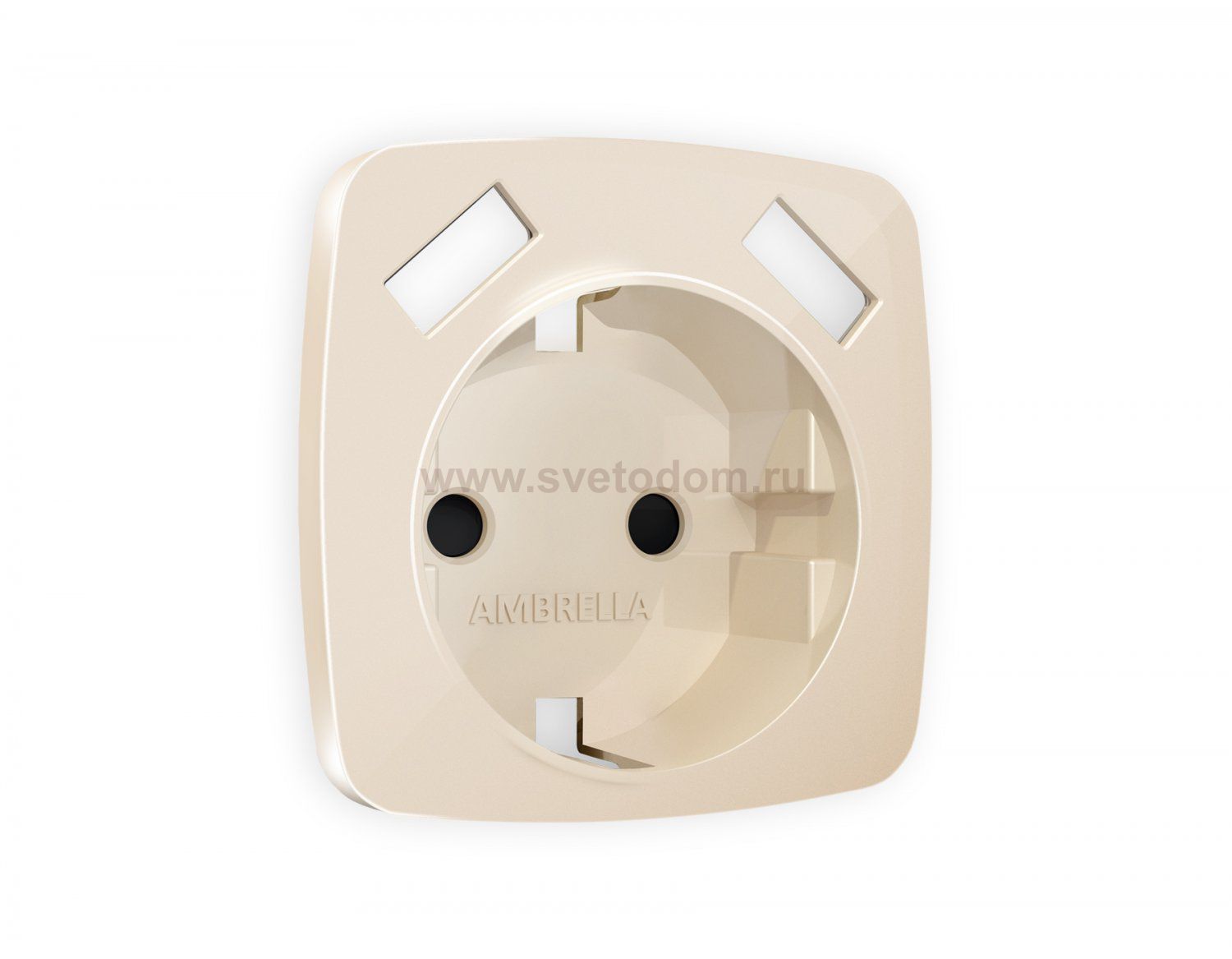 Лицевая панель OMEGA (Бежевый глянец) для электрической розетки с заземлением со шторками 2USB A+A QUANT OP3090 Ambrella Volt