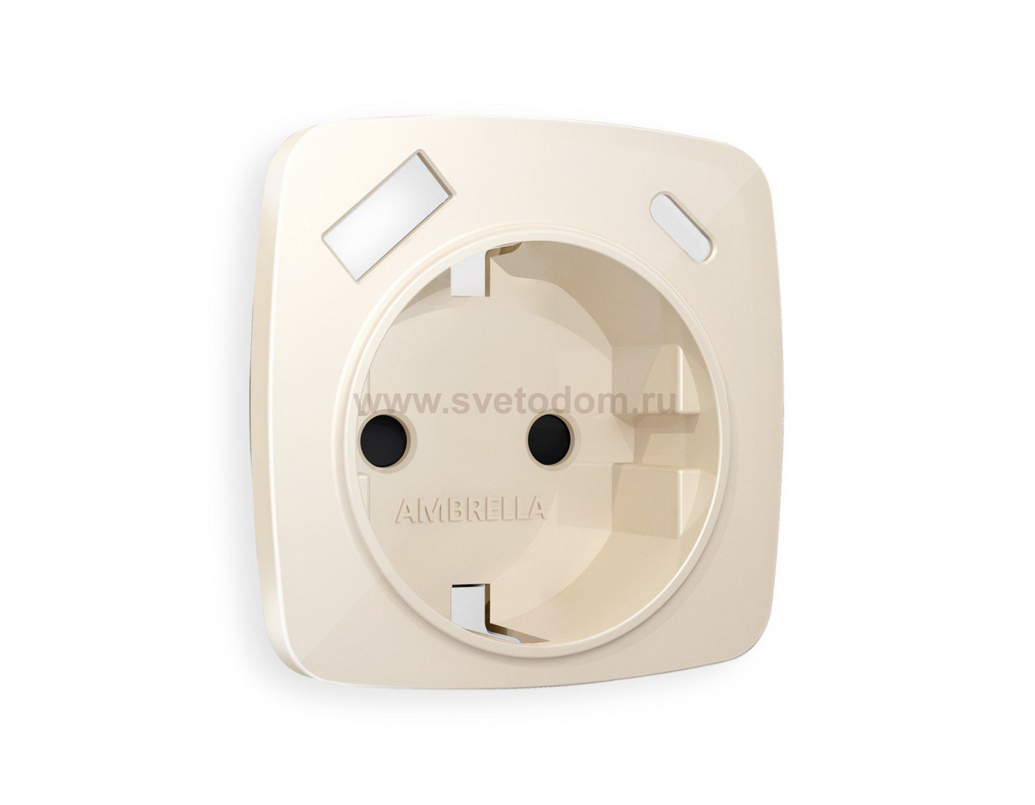 Лицевая панель OMEGA (Бежевый глянец) для электрической розетки с заземлением со шторками 2USB A+C QUANT OP3100 Ambrella Volt