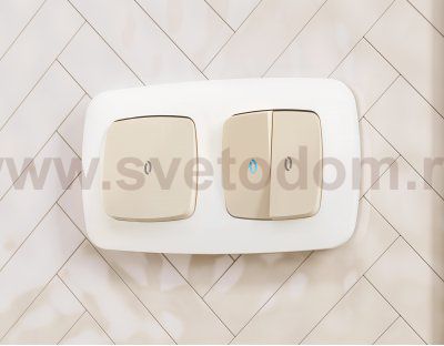 Лицевая панель OMEGA (Бежевый матовый) для 2-кл выключателей с подсветкой QUANT OP3240 Ambrella Volt