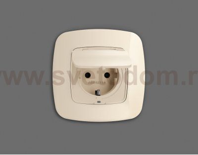 Лицевая панель OMEGA (Бежевый матовый) для электрической розетки с/з со шторками и крышкой IP44 QUANT OP3280 Ambrella Volt