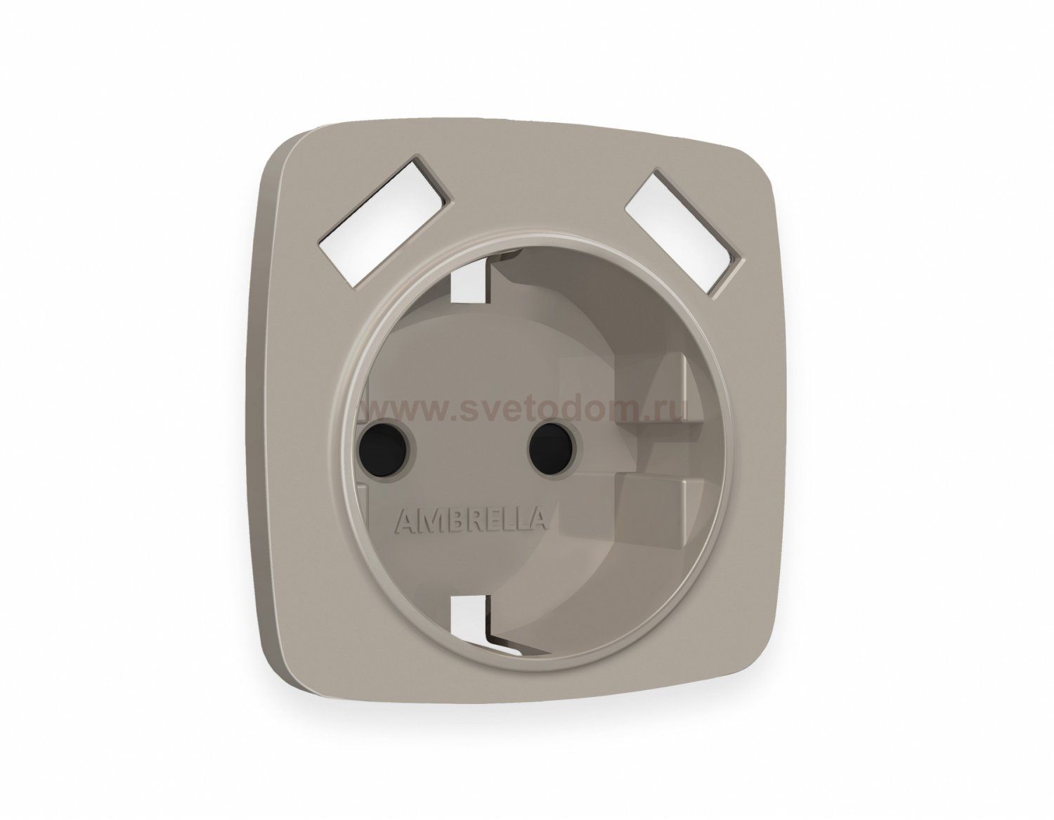 Лицевая панель OMEGA (Серо-бежевый матовый) для электрической розетки с/з со шторками 2USB A+A QUANT OP3690 Ambrella Volt
