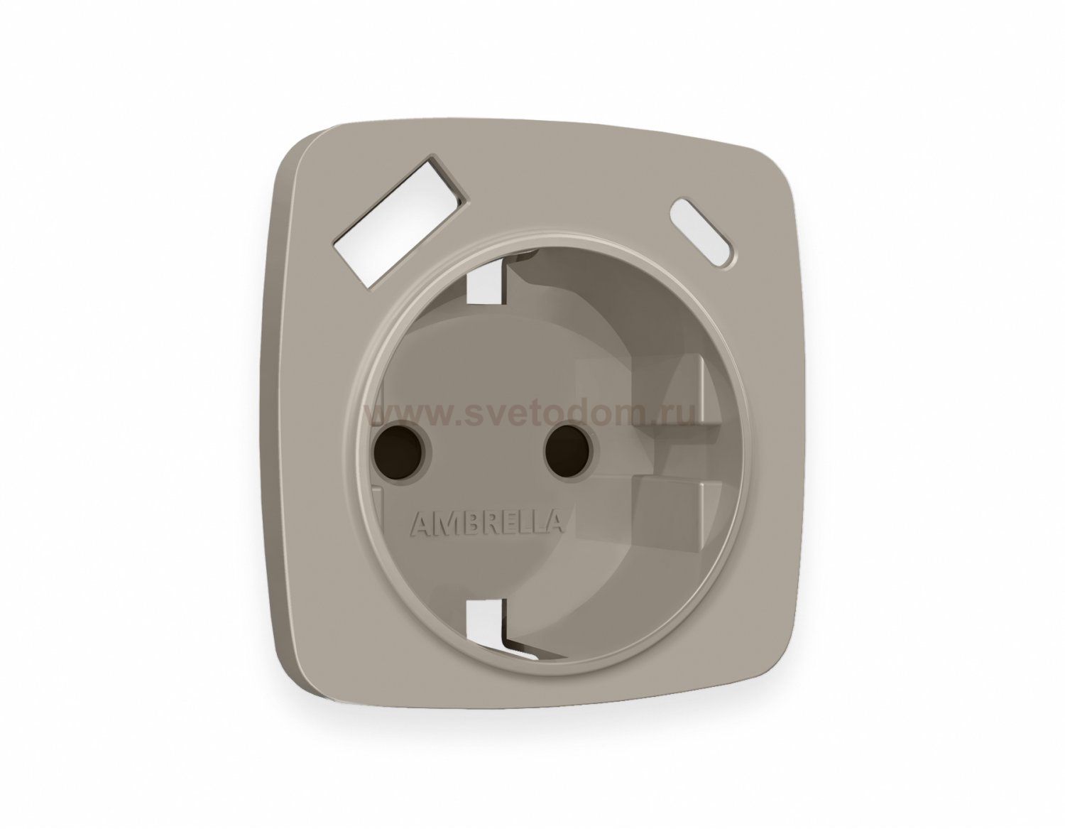 Лицевая панель OMEGA (Серо-бежевый матовый) для электрической розетки с/з со шторками 2USB тип A+C QUANT OP3700 Ambrella Volt