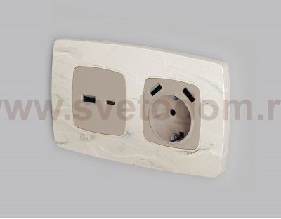 Лицевая панель OMEGA (Серо-бежевый матовый) для розетки 2USB A+C QUANT OP3710 Ambrella Volt