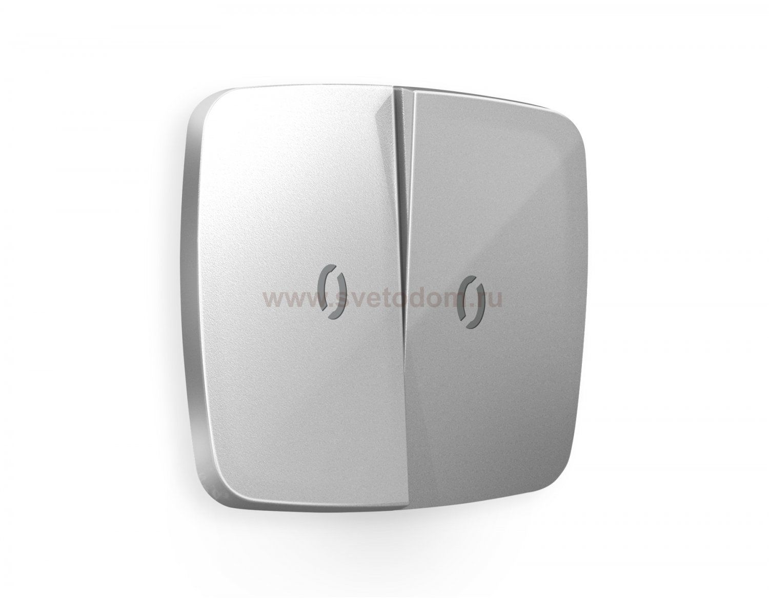 Лицевая панель OMEGA (Серебро глянец) для 2-клавишных выключателей с подсветкой QUANT OP4040 Ambrella Volt