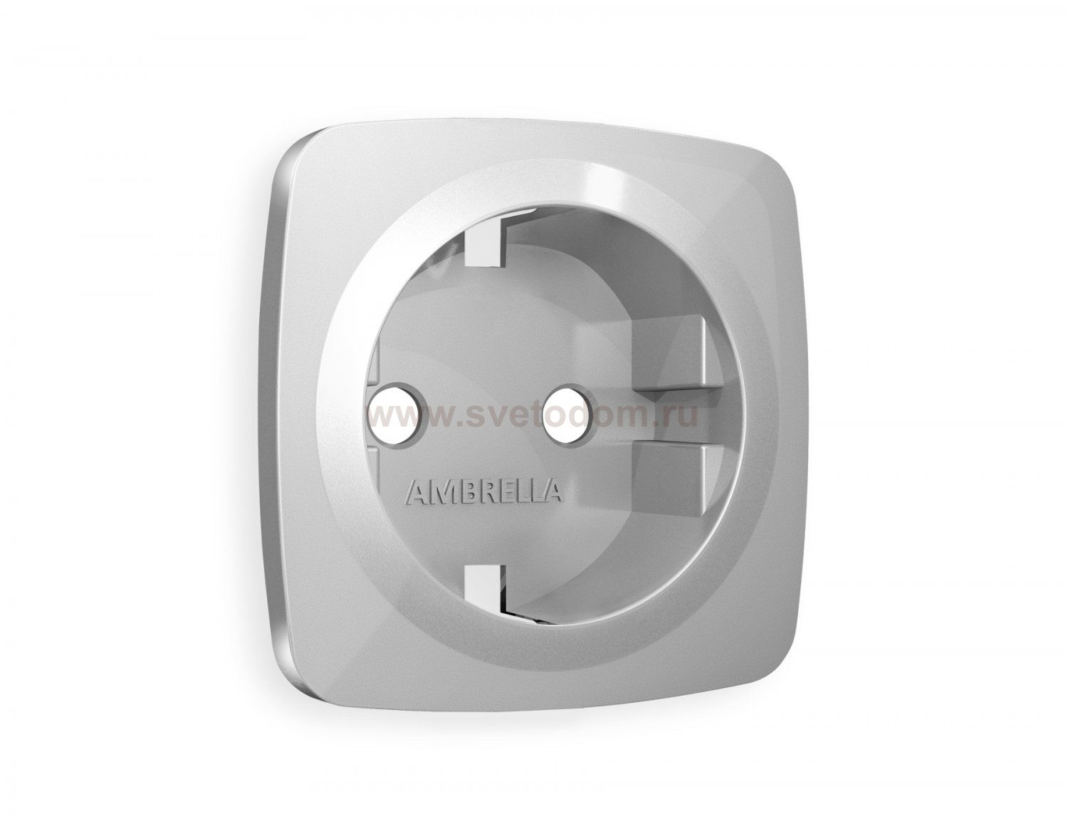 Лицевая панель OMEGA (Серебро глянец) для электрической розетки с заземлением QUANT OP4060 Ambrella Volt