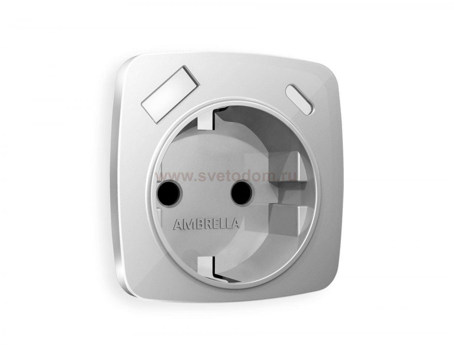 Лицевая панель OMEGA (Серебро глянец) для электрической розетки с заземлением со шторками 2USB A+C QUANT OP4100 Ambrella Volt