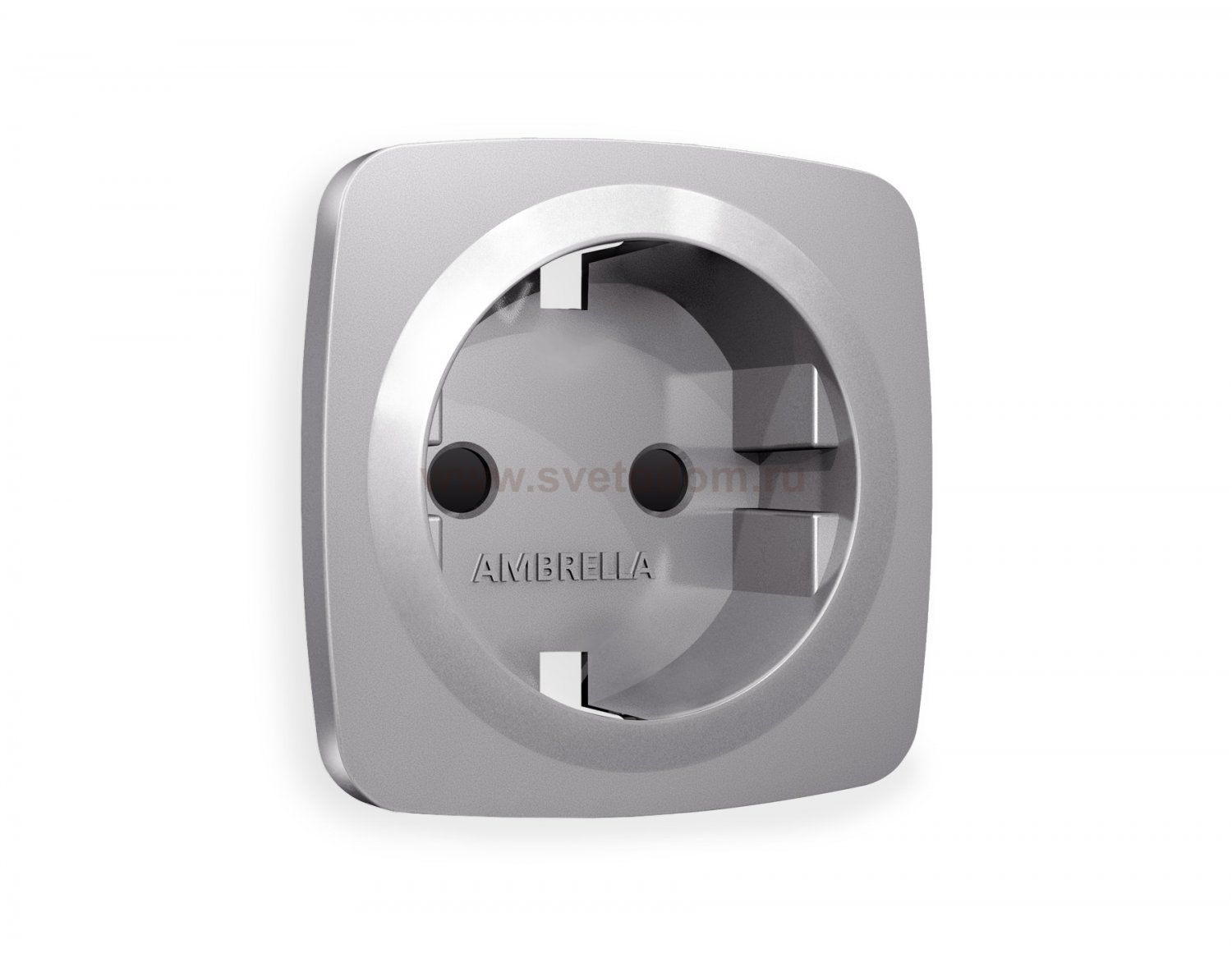 Лицевая панель OMEGA (Сталь матовый) для электрической розетки с заземлением со шторками QUANT OP5070 Ambrella Volt