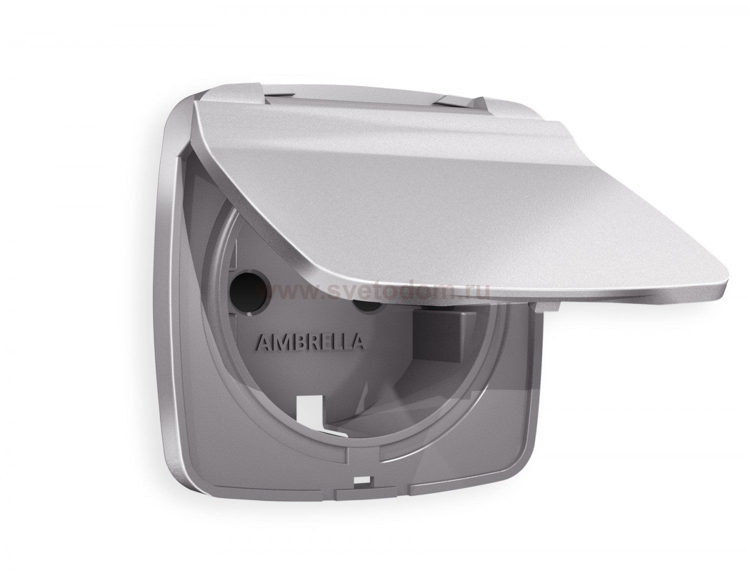 Лицевая панель OMEGA (Сталь матовый) для электрической розетки с заземлением со шторками и крышкой IP44 QUANT AP5080 Ambrella Volt