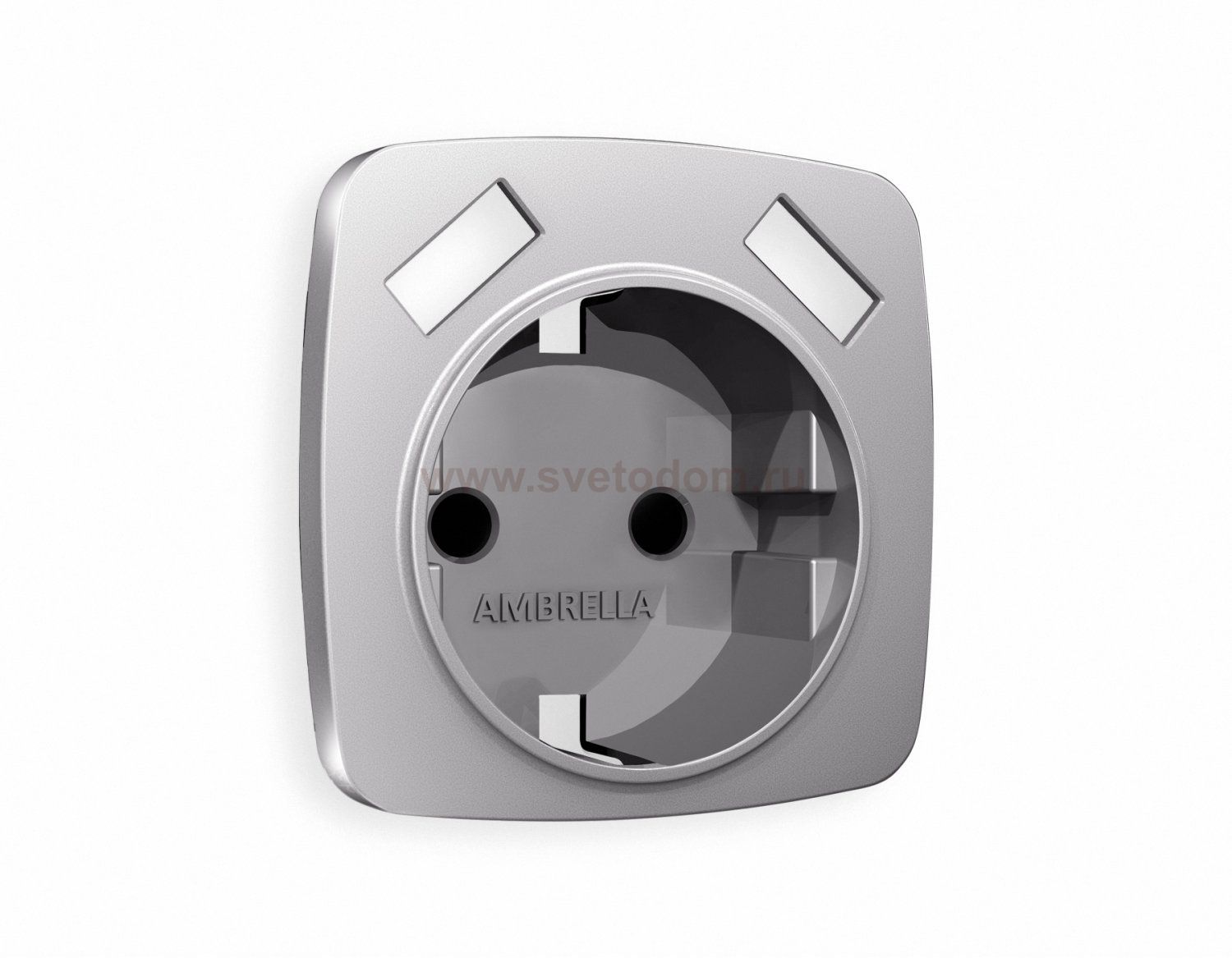 Лицевая панель OMEGA (Сталь матовый) для электрической розетки с заземлением со шторками 2USB A+A QUANT OP5090 Ambrella Volt