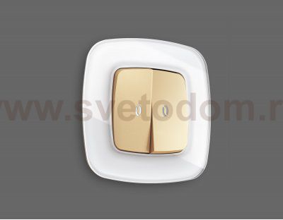 Лицевая панель OMEGA (Шампань) для 2-клавишных выключателей с подсветкой QUANT OP6040 Ambrella Volt