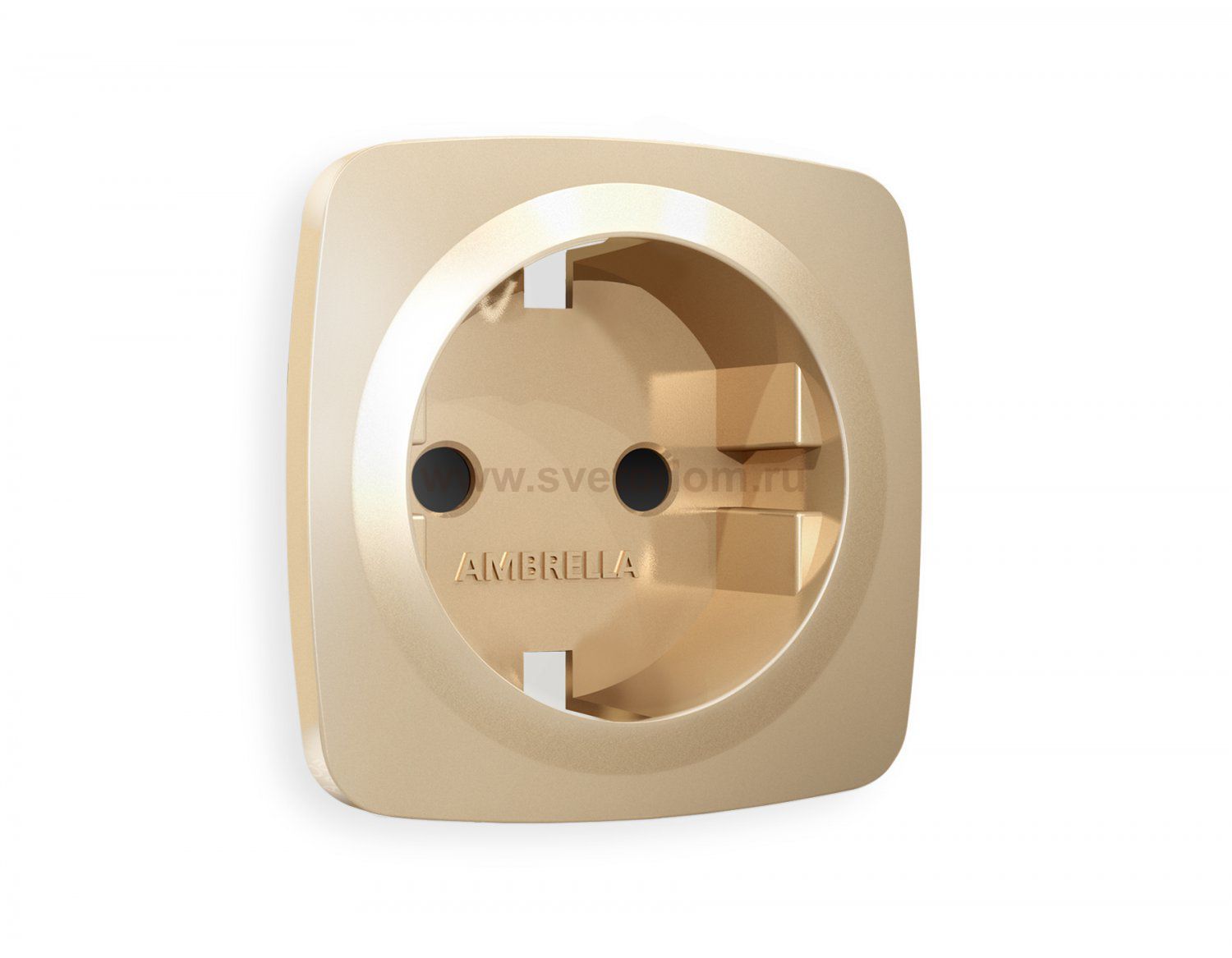 Лицевая панель OMEGA (Шампань) для электрической розетки с заземлением со шторками QUANT OP6070 Ambrella Volt