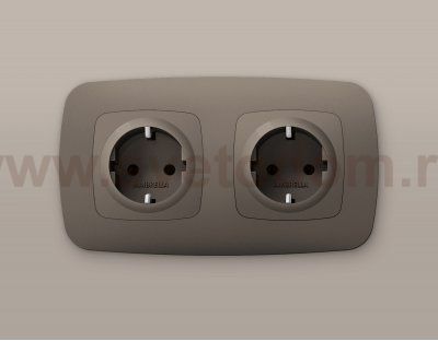 Лицевая панель OMEGA (Темная бронза матовый) для электрической розетки с заземлением со шторками QUANT OP6370 Ambrella Volt