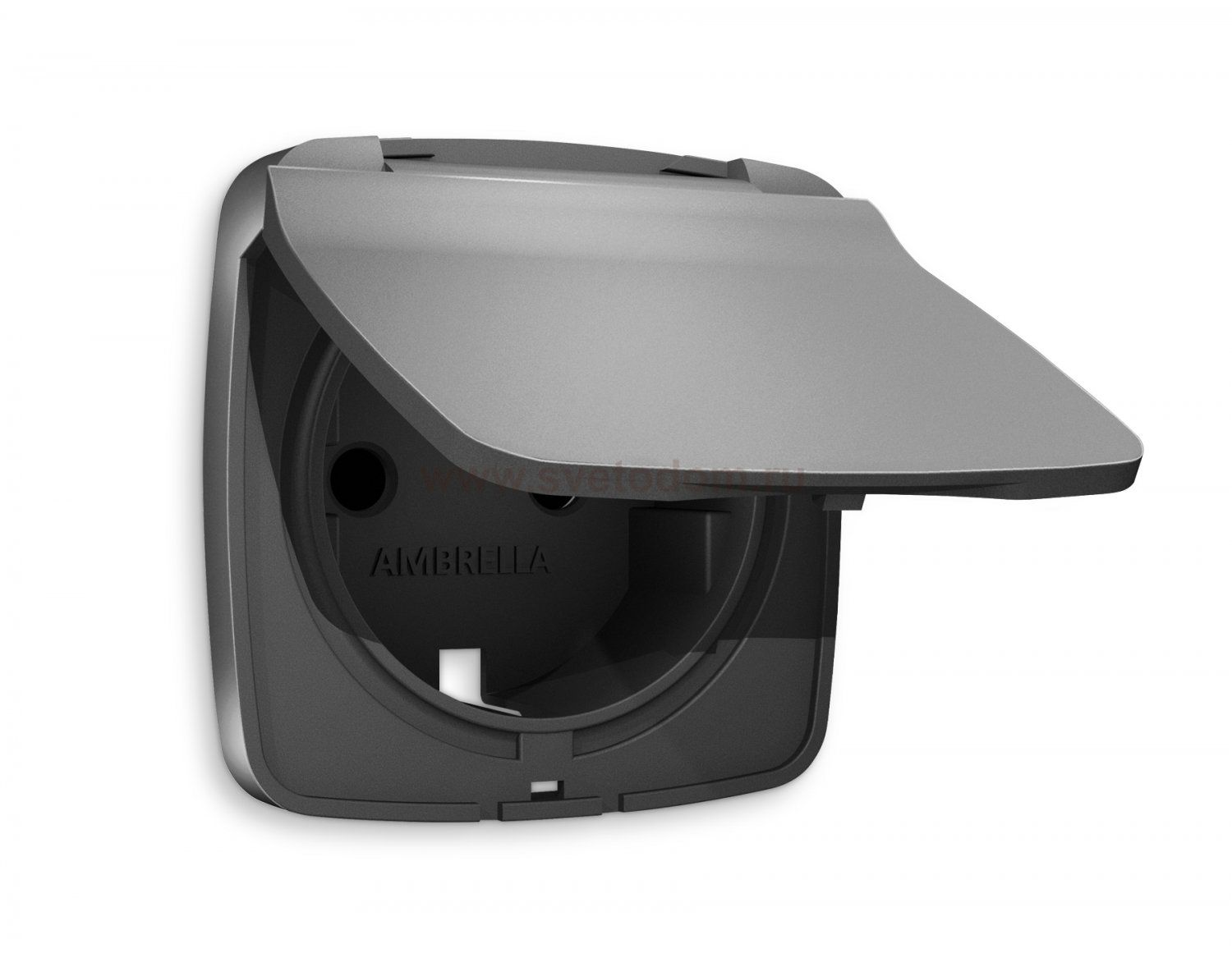 Лицевая панель OMEGA (Антрацит серый) для электрической розетки с заземлением со шторками и крышкой IP44 QUANT OP6580 Ambrella Volt