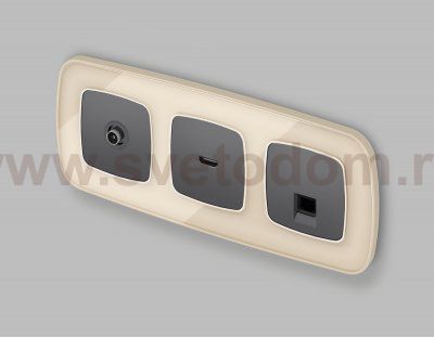 Лицевая панель OMEGA (Антрацит серый) для компьютерной/телефонной розетки RJ-45/RJ-11 QUANT OP6620 Ambrella Volt