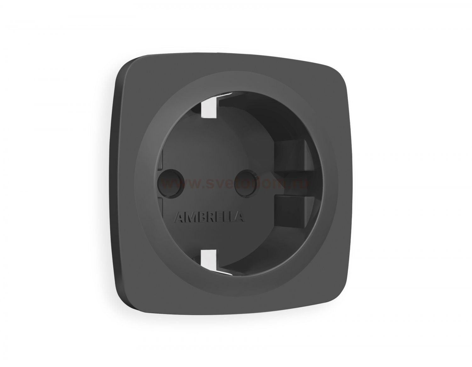 Лицевая панель OMEGA (Графит Мягкое касание) для электрической розетки с заземлением со шторками QUANT OP9070 Ambrella Volt