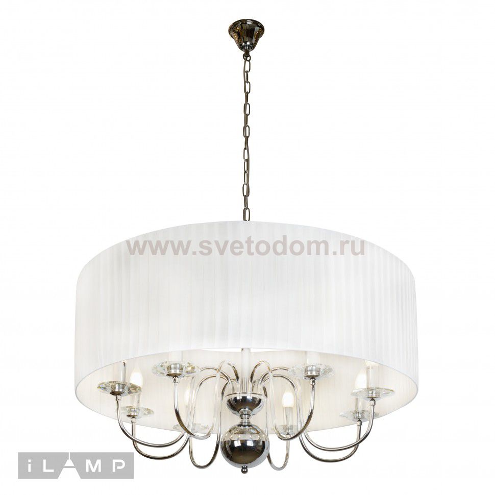 Подвесная люстра iLamp Lucia P5784-8 Хром+белый