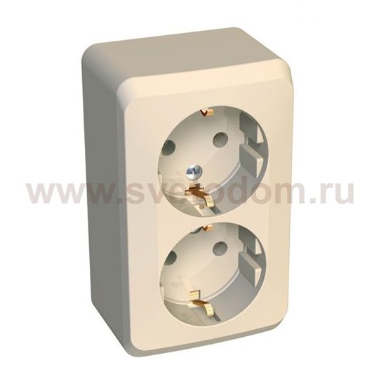 Lexel Этюд 2-ая розетка с заземлением кремовый (накладные) (PA16-007k)