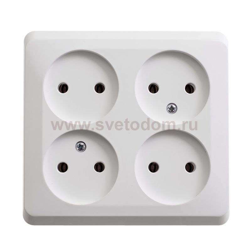 Lexel Этюд Белый Розетка 4 местная без заземления без шторок