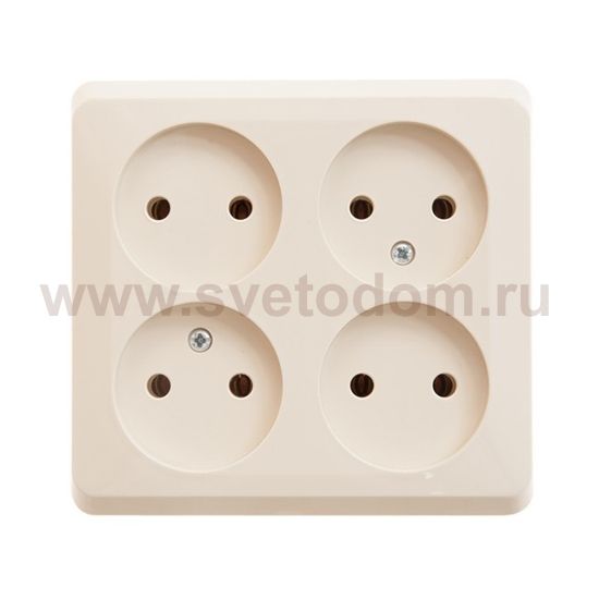 Lexel Этюд Крем Розетка 4 местная без заземления без шторок