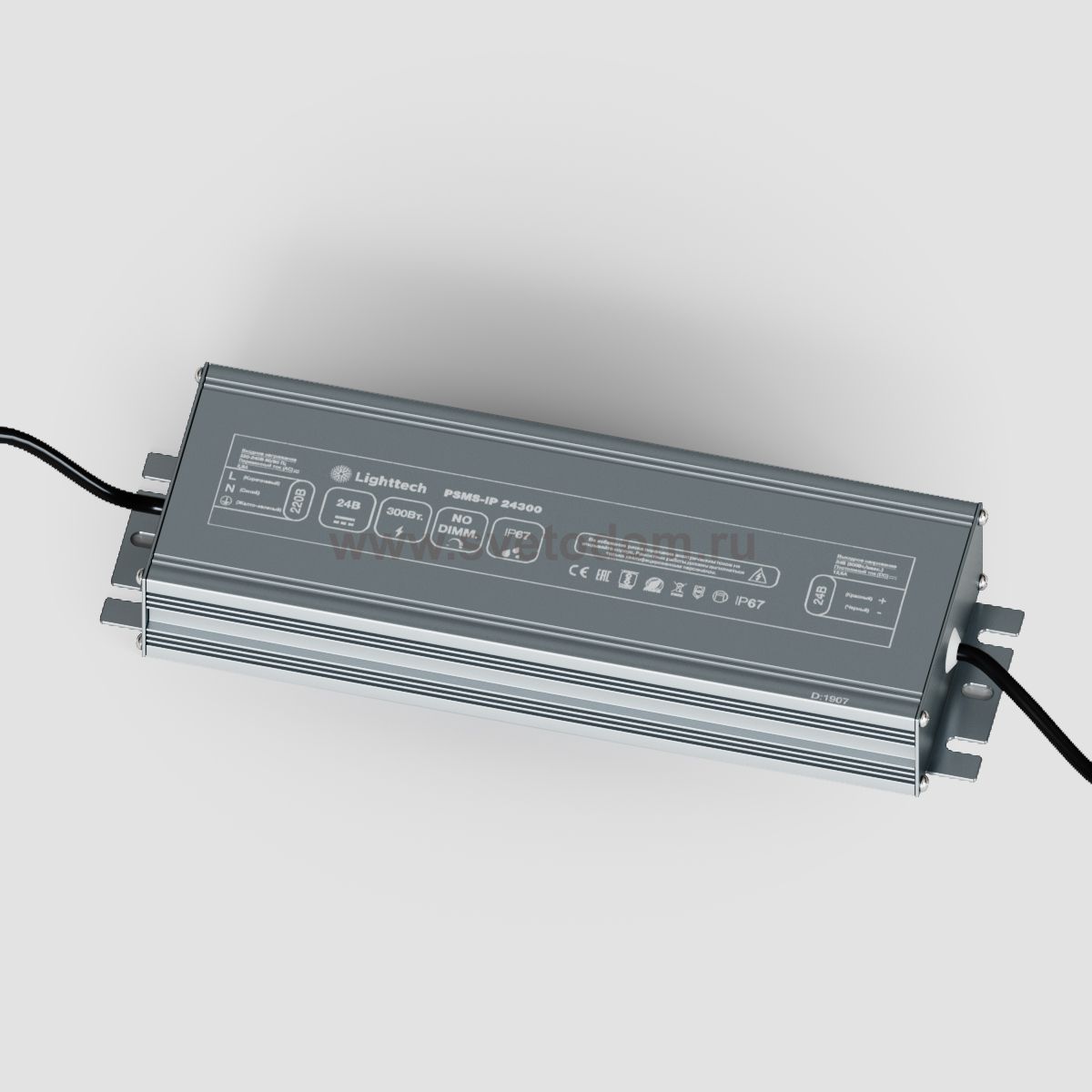 Влагозащищенный источник стабилизированного напряжения LIGHTTECH (PSMS-IP 24300) для светодиодных лент или устройств с питанием 24В