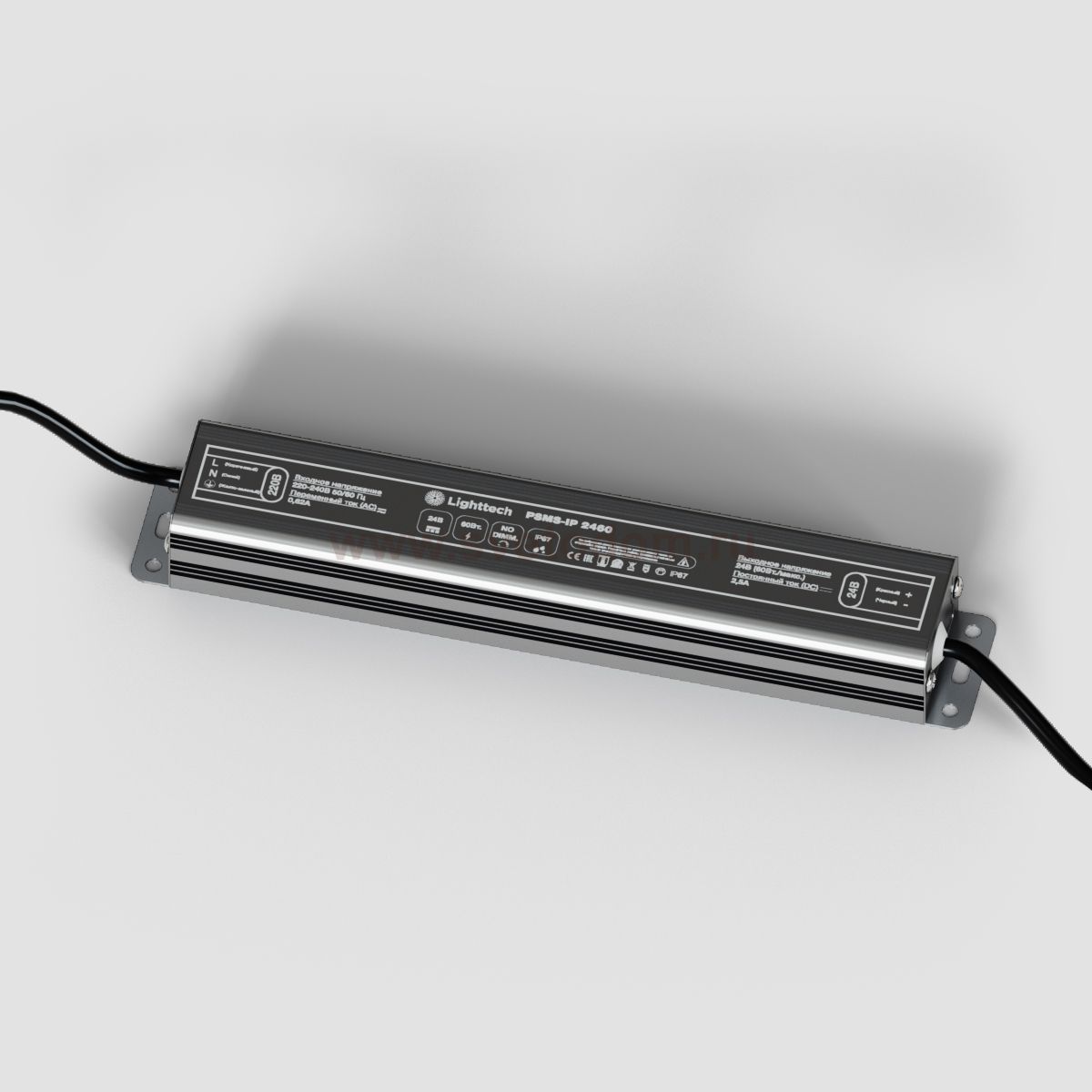 Влагозащищенный источник стабилизированного напряжения LIGHTTECH (PSMS-IP 2460) для светодиодных лент или устройств с питанием 24В
