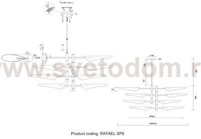 Люстра (без плафонов) Crystal Lux RAFAEL SP8 CHROME (3540/308)