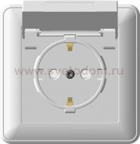 WESSEN 59 Бежевый Розетка с/з с крышкой с защитными шторками IP44 в сборе с рамкой (RS16-152B-28)