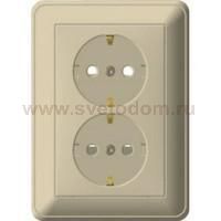 Розетка Wessen 59 с/у С ЗК двухместная (250В, 16А, с ЗП) слоновая кость (RS16-255-28)