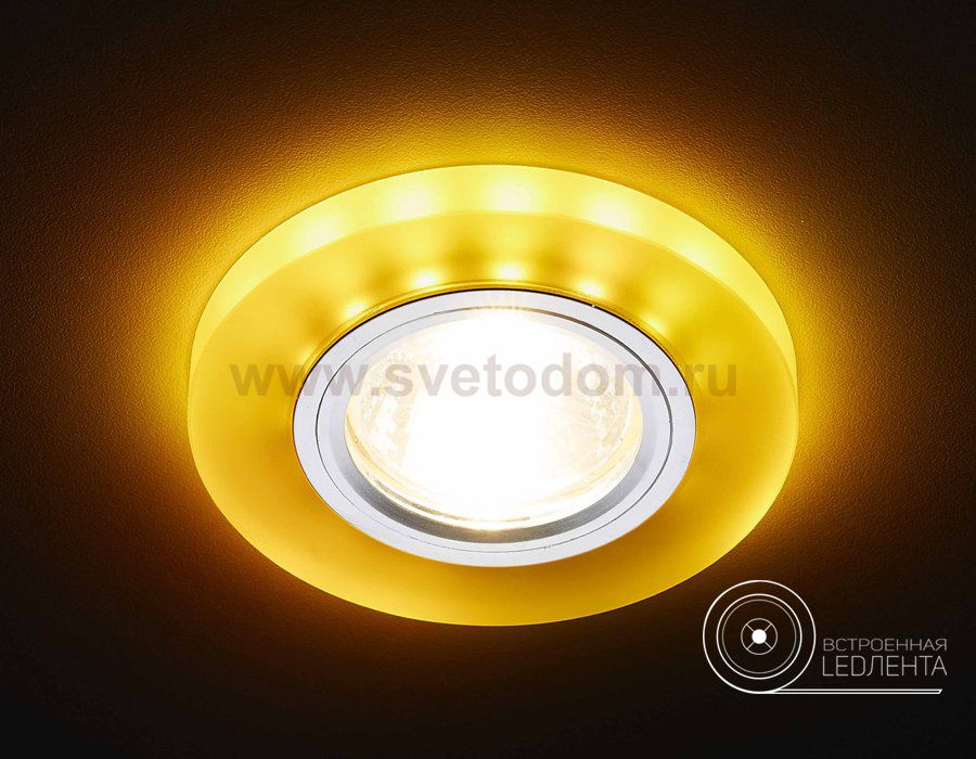 Светильник точечный Ambrella S214 WH/CH/YL матовый/хром/MR16+3W(LED YELLOW) COMPO SPOT